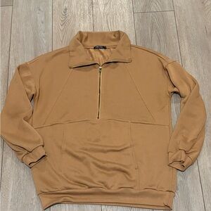 Men's Tan Half-Zip Sweater